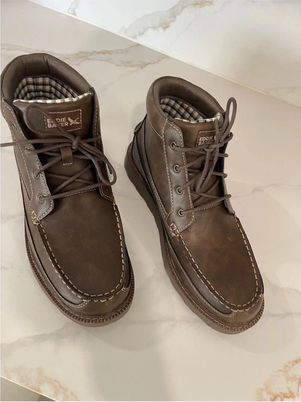 Eddie Bauer Merrimack Work Boots Men’s Size 9M Brown Leather MocToe Comfort NEW